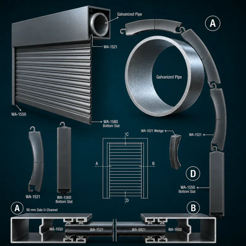 Aluminium Roller Shutter Slat Profiles Systems